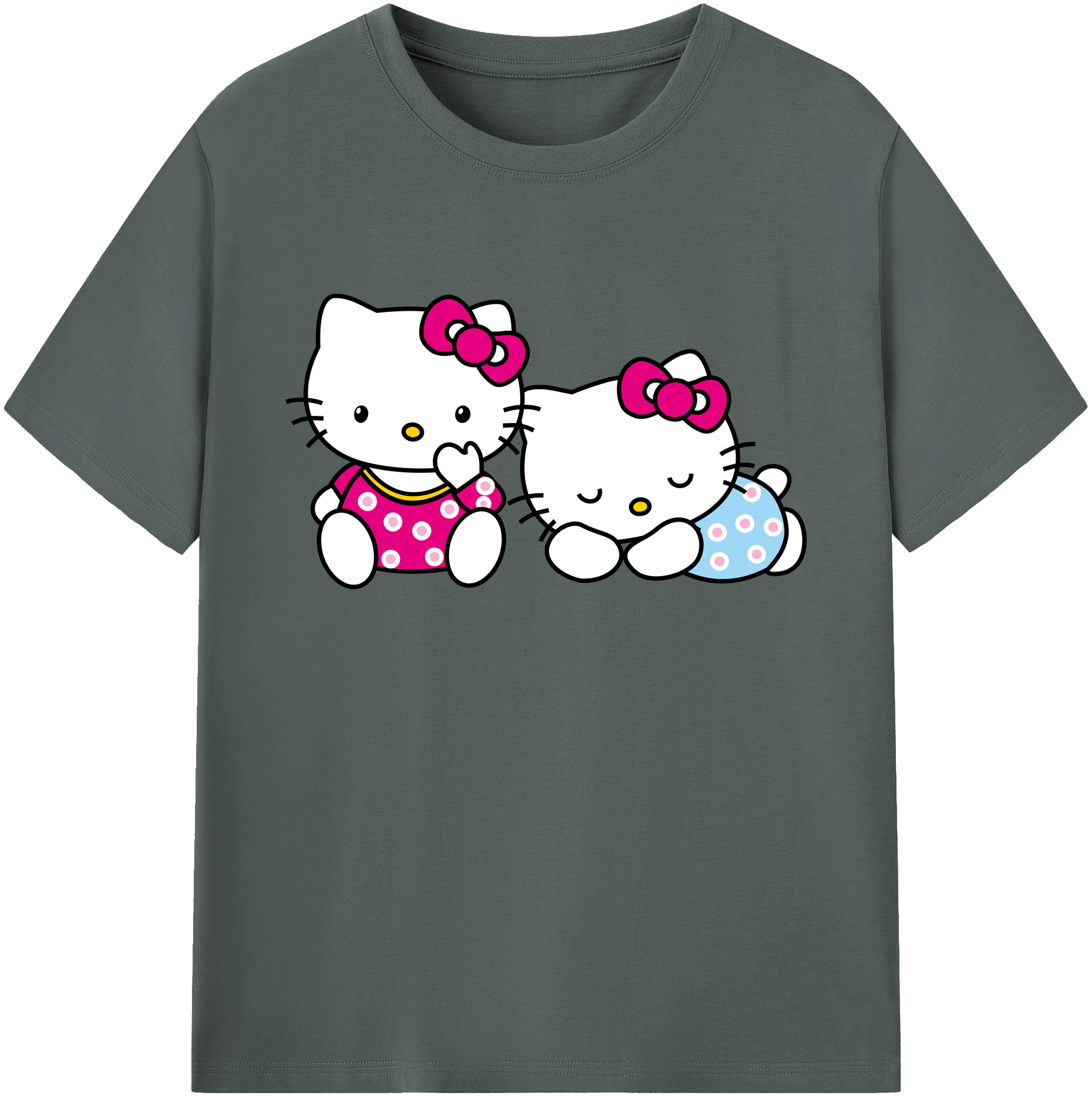 （画像用） Hello Kitty ハローキティ 綿100％ メンズ半袖Tシャツ｜肌触りやわらか＆通気性